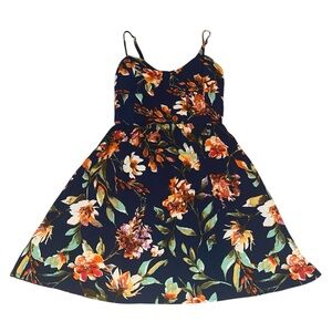 Navy Blue Floral Dress